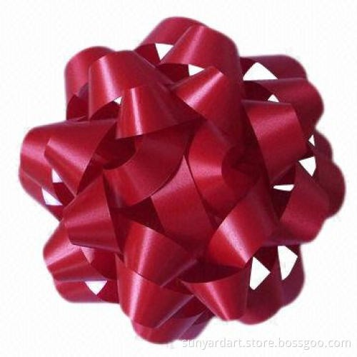 Gift star bow, made of polypropylene ribbon, measures 20mm x 6" x 28 loops